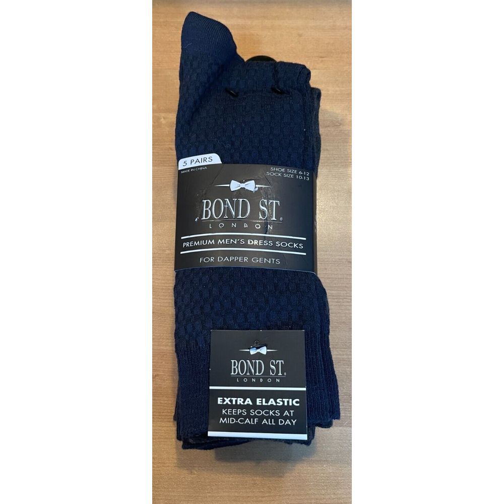 Bond St. LONDON Men's 5-Pairs Premium Dress Socks Blue & Gray